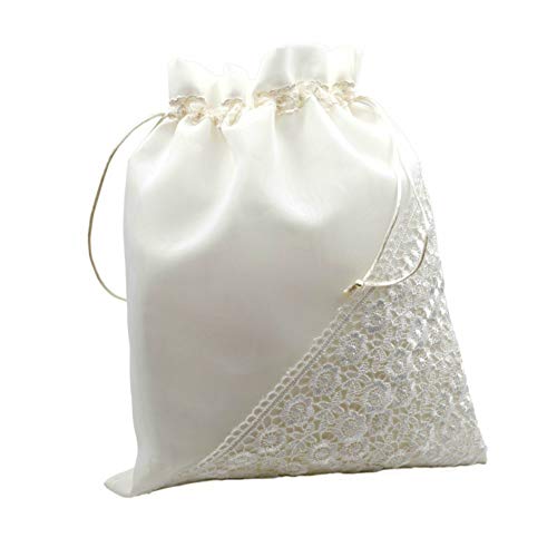 Elegante Bolsa Limosnera Artesanal Decorativa con Encaje para Novia Color Blanco. Bolsos y Complementos. Regalos Originales. Detalles de Bodas, Comuniones, Bautizos. CC