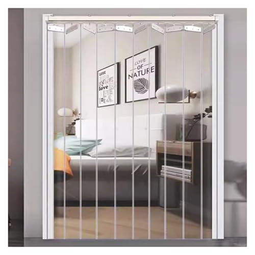 Qulamrdk Corredera Plegable Transparente para Puertas Cortina de Puerta de Tiras de Plástico Impermeable Adecuado para Almacén de Fábrica Plegable.(2.6x2m)