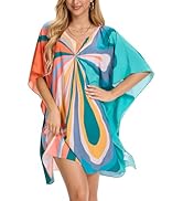 Moss Rose Beach Kaftan Dresses for Women V Neck Summer Swimsuit Cover up Beach Vacation Clothing