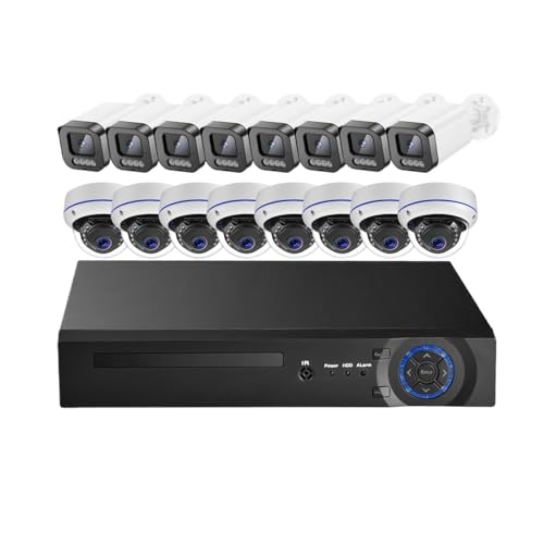 Kit De Videovigilancia NVR PoE con Detección Facial 4K Ultra HD 8 MP, Audio Bidireccional For Exteriores, CCTV 4 For El Hogar(8T,16pcs 4MP Cameras)