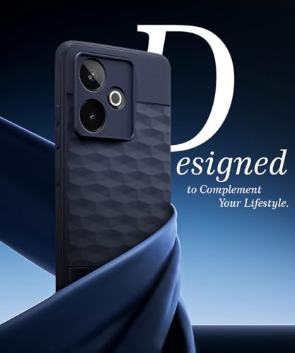 Image of WOW IMAGINE Back Cover for Realme GT 7 5G | Realme GT 7T 5G with Hexa Cube Design | Ultra Slim Soft Rubberised Case | Inner Velvet Fabric | Matte Silicone Mobile Case | Camera Protection - Blue