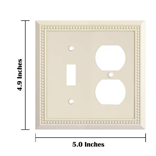 Image of Henne Bery Sunken Pearls Heavy Duty Decorative Wall Plate Switch Plate Outlet Cover, Durable Solid Zinc Alloy (Toggle /Duplex, Light Almond)