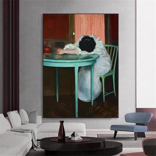 Portrait de femme endormie affiche vintage 80x120cm pour salon