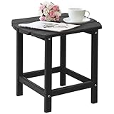 DAILYLIFE Outdoor Side Table, Adirondack HDPE Square Plastic Patio End Tables for Outside & Indoor Use, Weather Resistant and Easy Maintenance (Dark Black, Single Layer)