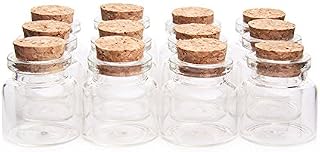 Danmu Art 20pcs 10ml 30mm x 30mm Mini Tiny Glass Bottles Jars with Cork Stoppers