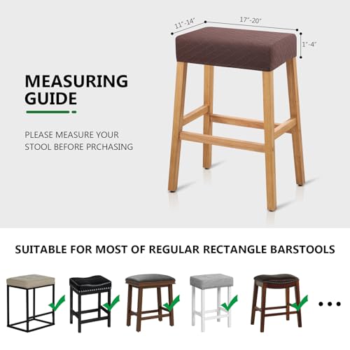 Image of YISUN Stool Covers Rectangle - 2 Pack Stretch Waterproof Saddle Seat Cover Counter Bar Stools Bar Chairs Covers Kitchen Island Chairs Cushion Protector