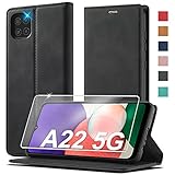 ✅【Magnetischer Verschluss Funktion】- Die Samsung A22 Hülle Leder ist mit Magnet verschluss eingebaut. Diese Handyhülle Samsung Galaxy A22 5G/4G Hülle Leder kann leicht durch magnetverschluss geöffnet und geschlossen werden, um die sichere Aufbewahrung von Telefon und Karten zu gewährleisten.