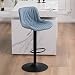 Produktbild YOUTASTE Moderne Barhocker Einzeln, öhenverstellbar und Drehbar Bar Stool, Counter Höhe Hocker, mit Rückenlehne für Home Küche Insel Luxus gepolsterte Kunstleder Barstühle, Blau