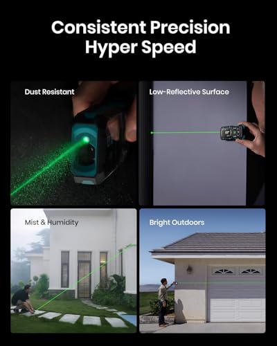 mileseey s50 green-beam laser distance measure - 400ft laser measure p2p side-laser alignment rechargeable 2434 ips backlit display areavolume measurement 8 units indoorampoutdoor