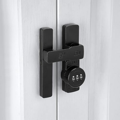 Image of INIRET 2 Packs Black 180 Degree Barn Door Lock,Mechanical Password Lock,Flip Latch with Combination,3 Digit Password Keyless,Protect Privacy,for Cabinets,Windows,Garden,Bathroom,and Sliding Door