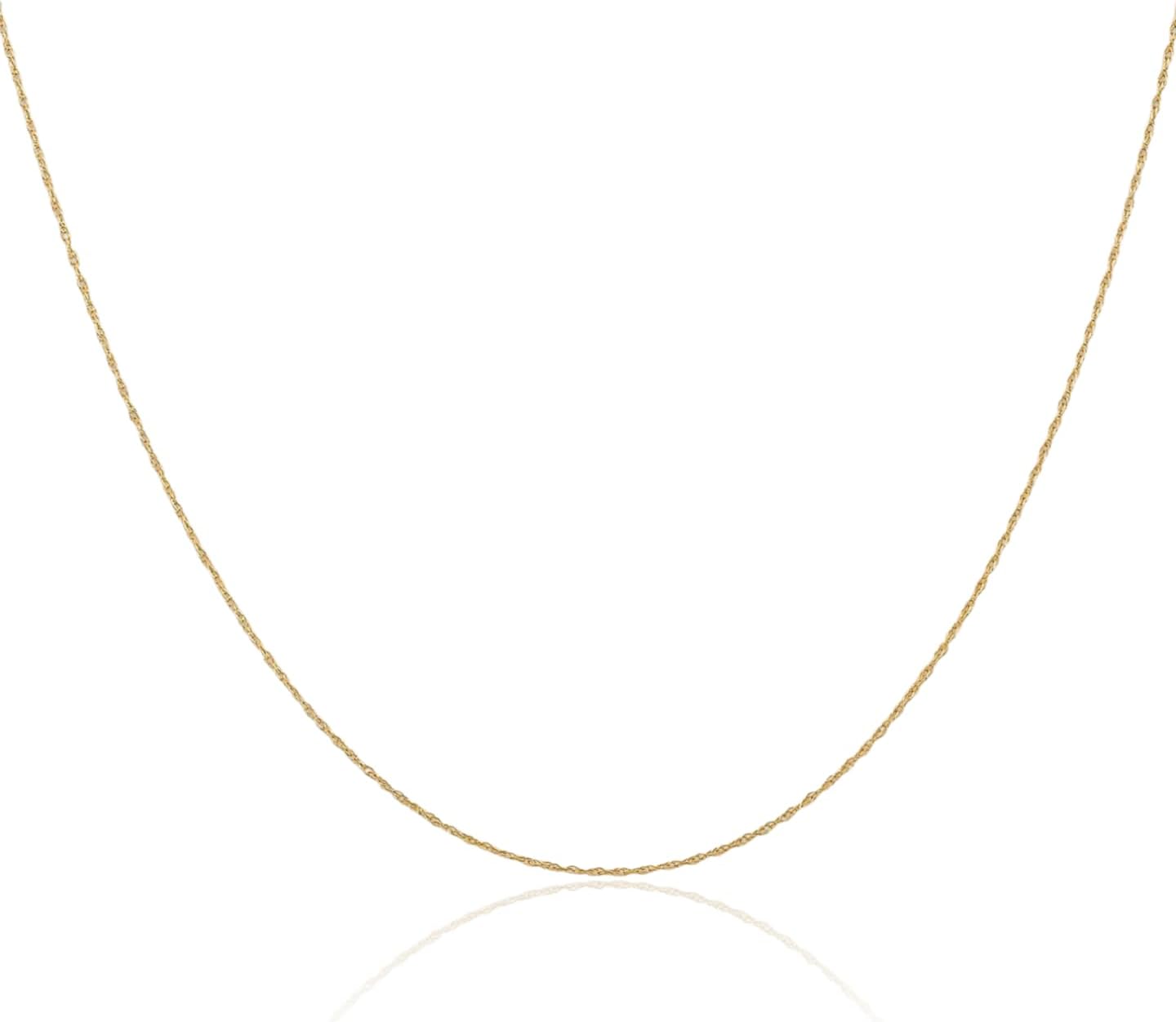 IceCarats 14K Solid Yellow Gold 0.5mm Dainty Rope Cable Chain Necklace Polished