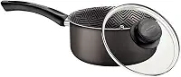 Panela Tramontina Paris em Alumínio com Revestimento Interno e Externo em Antiaderente Starflon Max Chumbo com Tampa de Vidro 16 cm 1,5 L