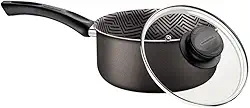 Panela Tramontina Paris em Alumínio com Revestimento Interno e Externo em Antiaderente Starflon Max Chumbo com Tampa de Vidro 16 cm 1,5 L