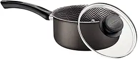 Panela Tramontina Paris em Alumínio com Revestimento Interno e Externo em Antiaderente Starflon Max Chumbo com Tampa de Vidro 16 cm 1,5 L