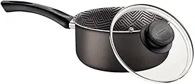 Panela Tramontina Paris em Alumínio com Revestimento Interno e Externo em Antiaderente Starflon Max Chumbo com Tampa de Vidro 16 cm 1,5 L