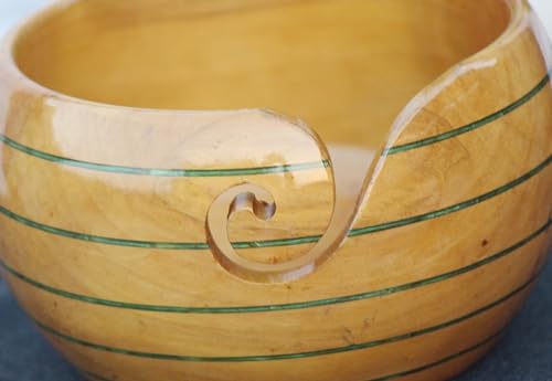 Image of Handmade Yarn Bowl Wooden - Yarn Holder Storage Bowl - Yarn Bowl for Knitting 7 inch x 4 inch inch - Best Gift for Knitters (Large)