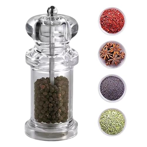 Molinillo de pimienta y sal | Molinillo manual para sal y pimienta, molinillo ajustable, recipientes transparentes para especias, utensilios de cocina para pimienta negra