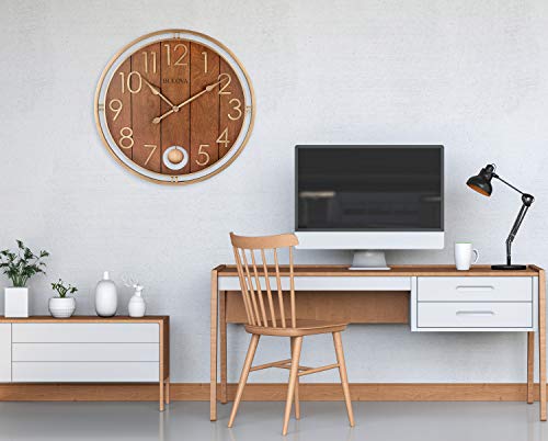 Bulova Panel Time Oversize Wall Clock, 30", Warm Cherry And Soft Bronze #TOP3