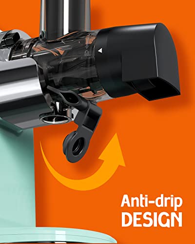 Hazel Quinn Cold Press Juicer, Powerful Slow Masticating Juicer Machine For Celery, Fruit And Vegetable, Easy To Clean, 2-Speed Modes, Reverse Function, 65Db Quiet Operation, Retro Mint Green #TOP5