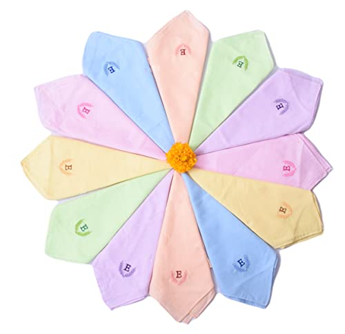 Image of ANTONIA Personalized Cotton Women's Handkerchiefs with Embroidered Initials, Assorted Colours (33 cm x 33 cm)