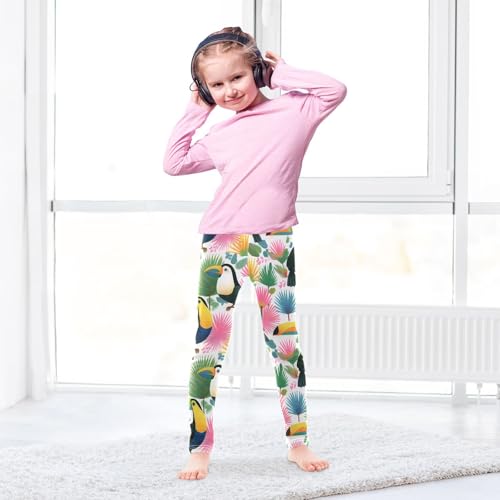 ALAZA Girls' Leggings Children's Yoga Pants Skinny Printed Dance Cute Toucan Comfortable 4T3
