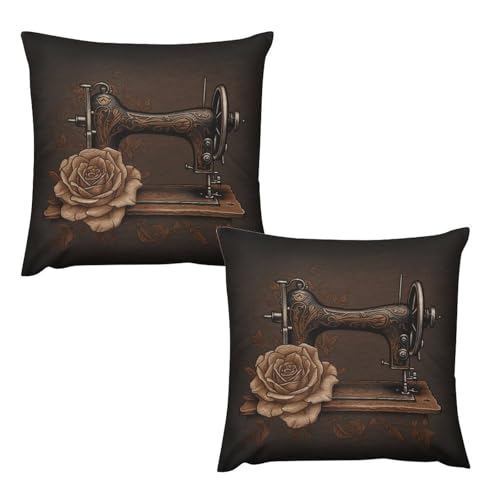 DMHVGEW Decorative Throw Pillow Covers Sets of 2 Rose and Sewing Machine Pillow Cover for Sofa Couch Bedroom Living Room Pillows Cover Outdoor Pillowcase 16