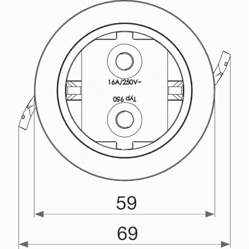 Enchufe Schuko EVOline One de 59 mm en color blanco sin anillo embellecedor 3