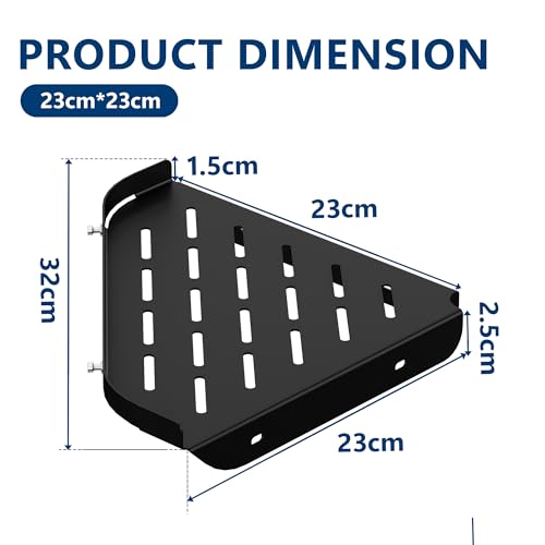Étagère d'angle de douche Neodrain en acier inoxydable noir avec 2 crochets - 7