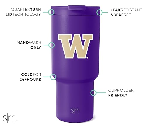 Image of Simple Modern Washington Huskies Tumbler with Straw | 30oz | Collegiate