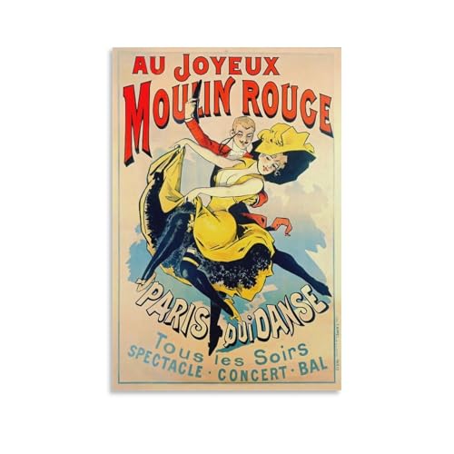 FUPMTKLT Moulin Rouge Poster sur toile style cabaret rétro pour décoration de chambre à coucher, bureau, chambre, cadeau 20 x 30 cm