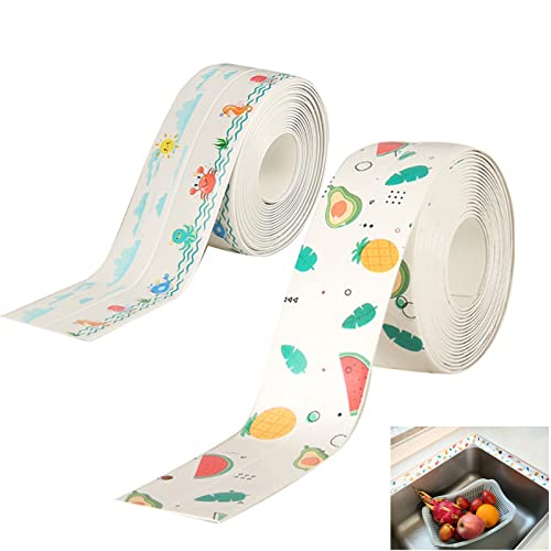 SHFSDHF Calfeutrage Auto-adhésive Ruban D'étanchéité 2pcs Bande D Etancheite Autocollante Résistant À L'huile et Moisissures Pour Salle De Bain Évier Cuisine Écart Coin ?de Mur Toilettes 38mm X 3,2 M Cover