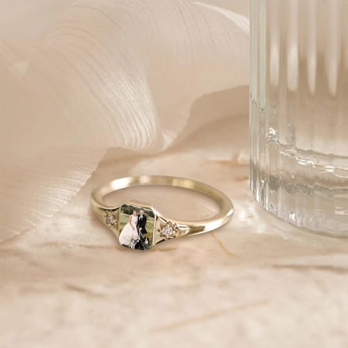 Custom Photo Ring Personalized Birthstone Rings for Women Customized Picture Ring Memorial Jewelry Promise Rings for Her Women Lover2