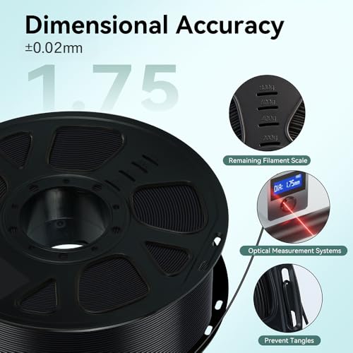 Image of Kingroon 10KG PLA Filament 1.75mm, + /- 0.02mm Tolerance, Smooth 3D Printing Filament Bulk, Individually Vacuum-Sealed,1kg per Spool, 10 Pack, Fits for Most FDM 3D Printers, Charcoal Black