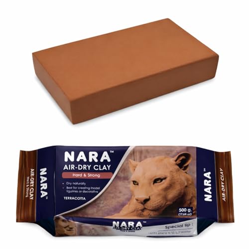 Image of NARA Hard & Strong Air Dry Clay 500g, Teracotta, Fast Drying Clay for Modelling, Coating, Sculpting & Craft Projects, No Oven or Kiln Needed