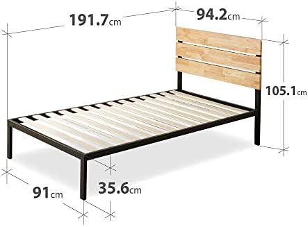 ZINUS Paul 36 cm Metal and Wood Platform Bed Frame | Wood Slat Support | For Adults, Kids, Teenagers | Easy Assembly | Single | Natural