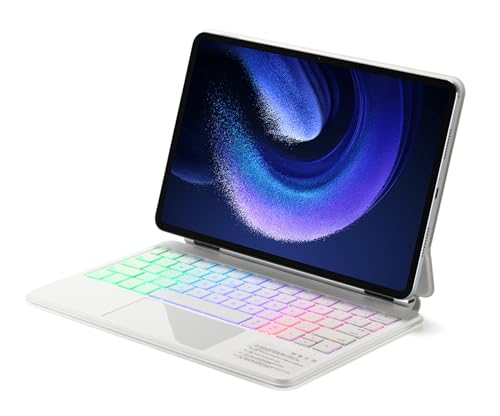 磁気吸着 Xiaomi Pad 6 キーボードケース タッチパッド バックライト付き シャオミ Xiaomi Pad6 マグネットキーボード マグネット式 一体型 多機能,ホワイト