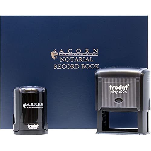 Notary Supply Texas - Self Inking Stamps, Notary Kit Includes: Round Notary Stamp, Notarial Record Book, Notary Public Acknowledgement Stamp, Press