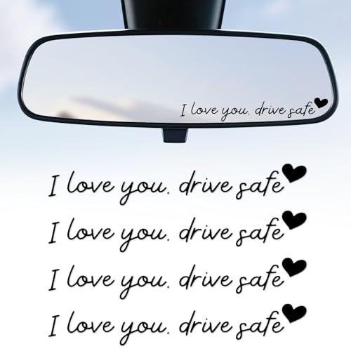 JUSTTOP 4PCS Car Decals,Decorative Rearview Mirror Sticker,I Love You Drive