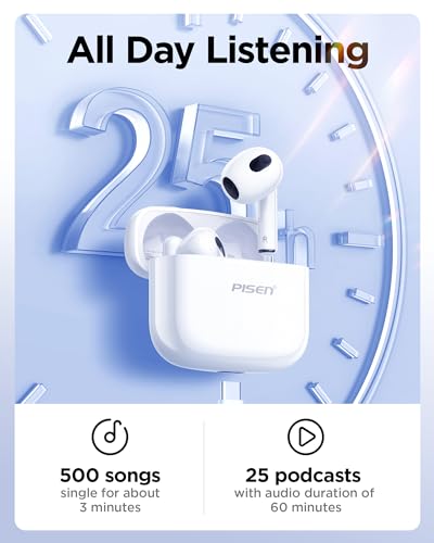 Image of PISEN Wireless Earbuds in-Ear Headphones - P1 Bluetooth 5.3 HiFi Stereo Bluetooth Earbuds with Mic in-Ear Call, IPX5 Waterproof Sport Lightweight Ear Buds Wireless Bluetooth for Phone, White