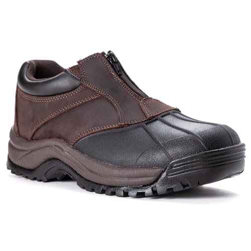 Propét Mens Blizzard Ankle Zip Snow Boot, Brown/Black, 8 X-Wide US2