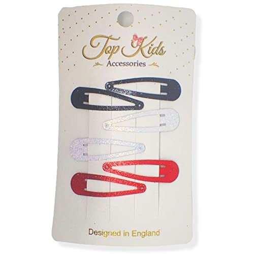 Topkids Accessories Glitter Hair Snap Clips Glittery Girls Children Women Kids Clip Sparkly Slides Fringe Party Sectioning Clips Bendies Sleepies 5cm / 2" (6 Nautical Tones)