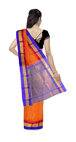 M SIVA NAGESWARA RAO HANDLOOMS orange chirala silk saree – image 2