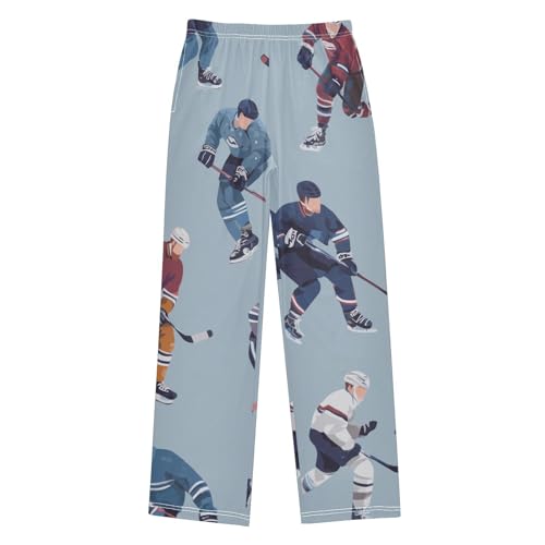 Ice Hockey Boys Long Pants Soft Trousers Elastic Waist Kids Lounge Bottoms with Pockets S-XL