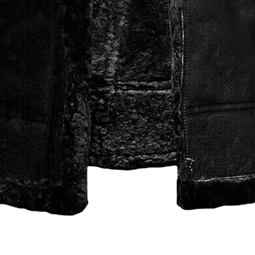 Men's Sherpa Lined Leather Jacket Fleece Fur Collar Casual Leather Coat Warm Thicken Bomber Moto Overcoat 5