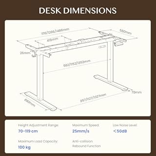 FLEXISPOT Bureau Assis Debout Électrique à 2 Moteurs Charge 100kg, Bureau Réglable en Hauteur en Acier avec Panneau Smart à Fonctions Mémoires, Système Anti-Collision, Noir