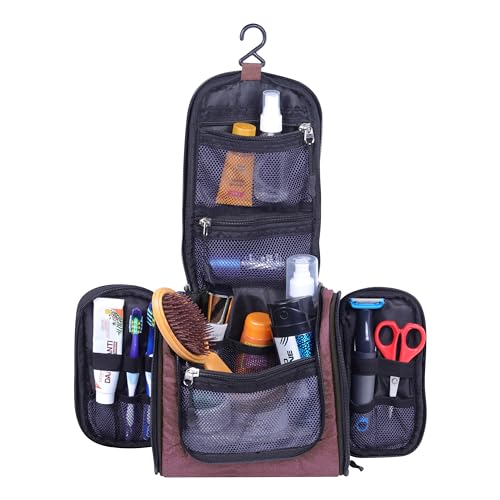 OxbOw Hanging Makeup Kit Travel Organizer, Toiletry Bag for Women, Shaving Kit Bag for Men, Cosmetic Organizer Makeup Pouch TB_P.R.O (20 X 20 X 11 Cm) (Maroon) 4 41H0RbA4GmL