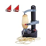 La cortadora rotatoria automática de la cortadora con un cuchillo conveniente del pulgar, fácil rápidamente y pelar fácilmente, conveniente para usted, excepto su tiempo. Dos cuchillas adicionales insertadas en el compartimiento incorporado. Plástico ABS durable y base antideslizante.