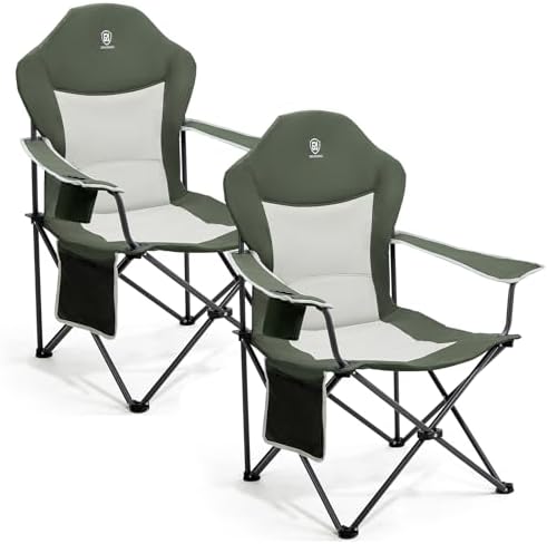 EVER ADVANCED Luxus Campingstuhl Faltbar 160 KG Belastbar Ultragroß mit Hochlehner Bequem Gepolster Klappstuhl Camping Garten Balkon Strand, Camping Stuhl Sessel Gartenstuhl Angler