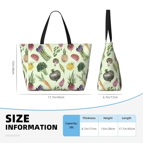 Asparagus Print Vegetable Large Beach Bag Waterproof Sandproof Swim Tote Pool Bag For Women With Zipper3