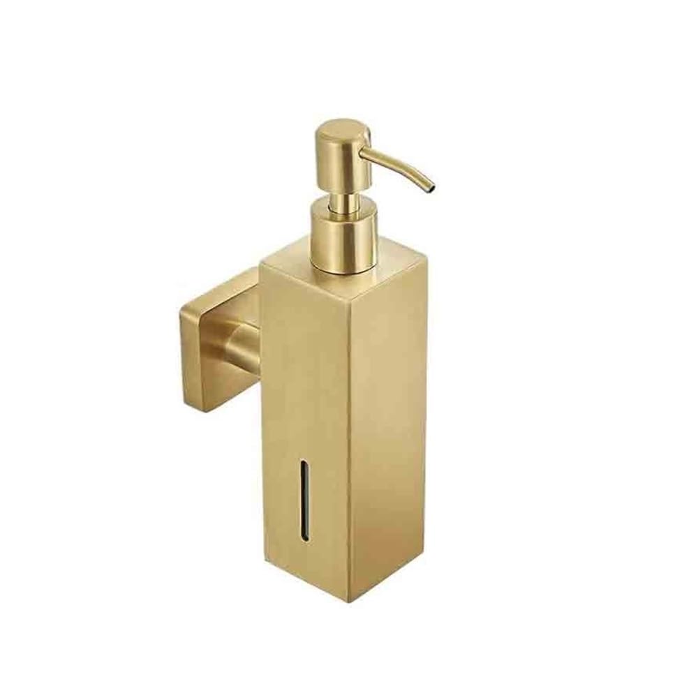 Distributeur de Savon Distributeur de Savon Mural en Acier Inoxydable for Salle de Bain, Bouteille de Lotion Simple, Noir, Argent, Or Distributeur Savon(Gold)